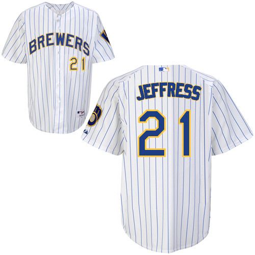 Jeremy Jeffress #21 Youth Baseball Jersey-Milwaukee Brewers Authentic Alternate Home White MLB Jersey